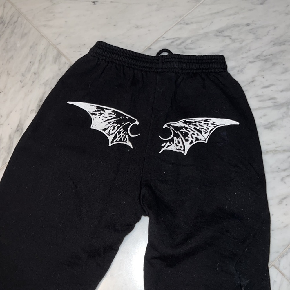 Ashley Williams SSENSE Angel Energy bat wings old English sweat pants joggers XS